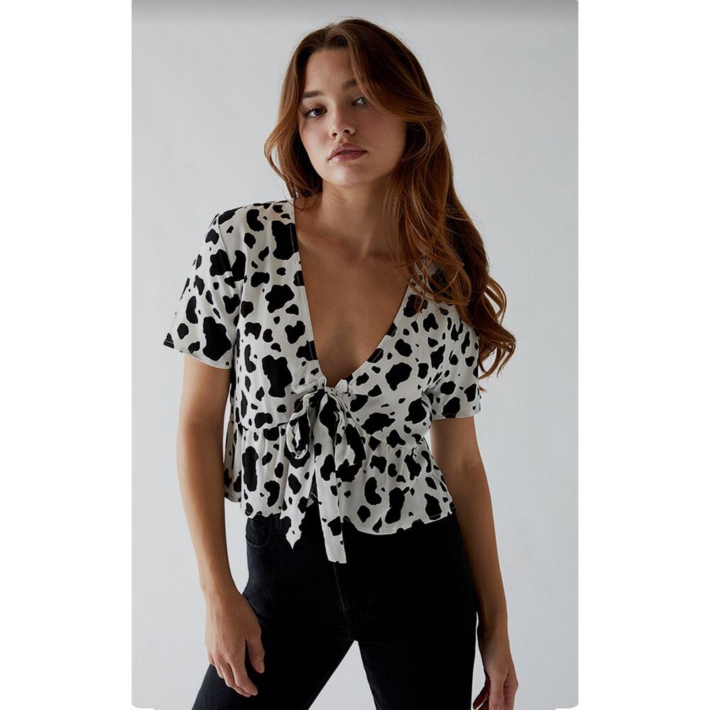 Black and White Cow Print Crop Top